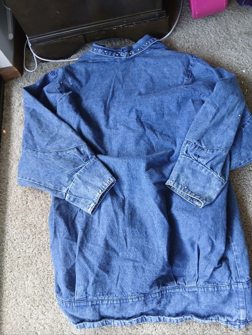 Vintage Women’s Blue Denim Jacket with Stud Details 80s 90s - Picture 8 of 11